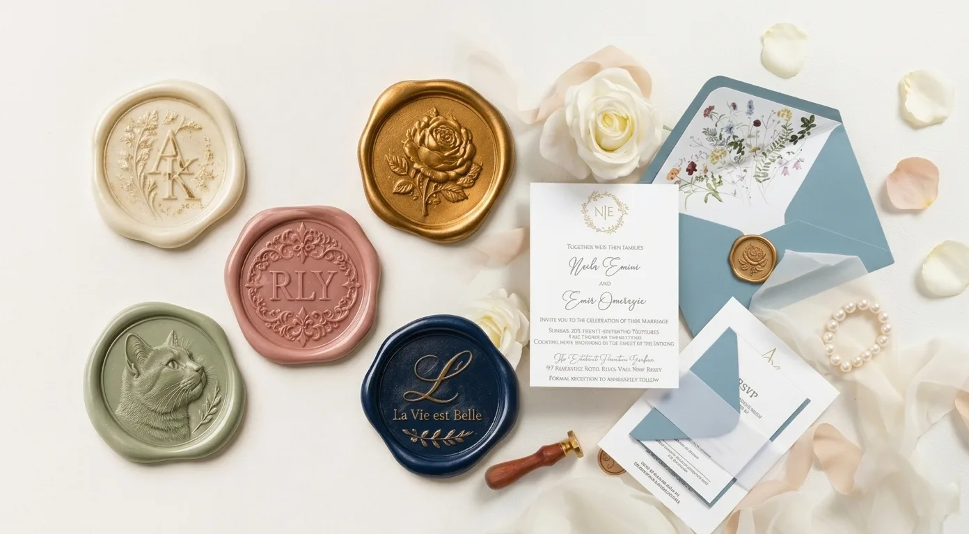 Custom wax seals and wedding stationery hero poster