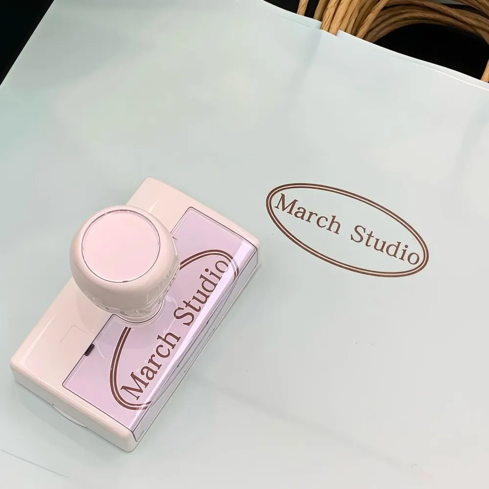 Custom logo stamp imprint used to compare personalized stamp formats